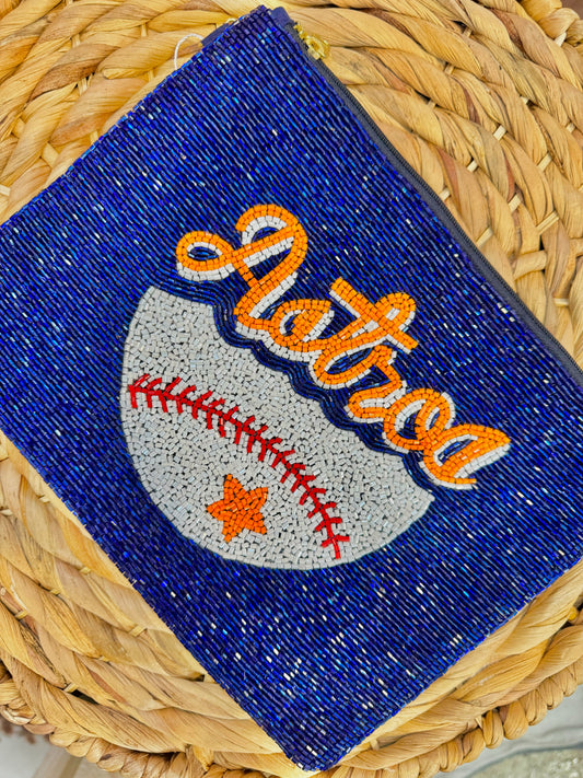 astros cursive beaded bag