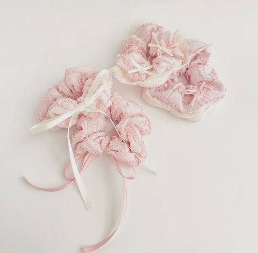 pink cream lace mega scrunchies
