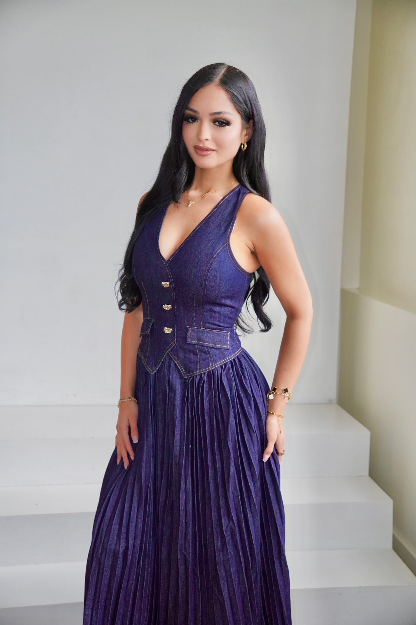 dk denim vest dress