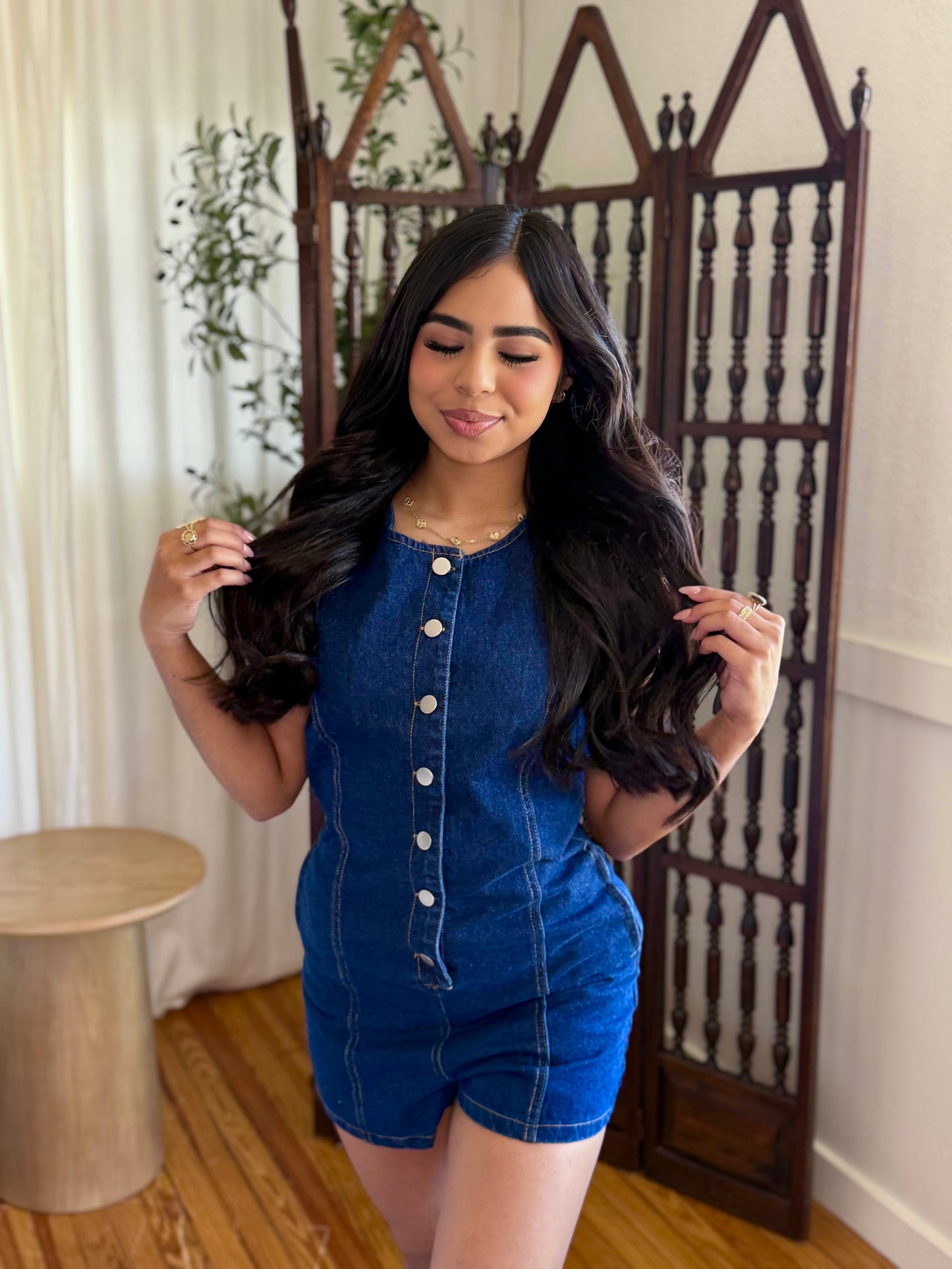 Miranda round neck denim romper