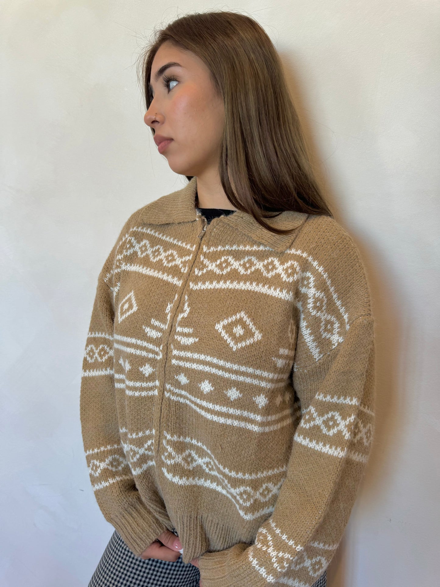 Aztec zip up sweater