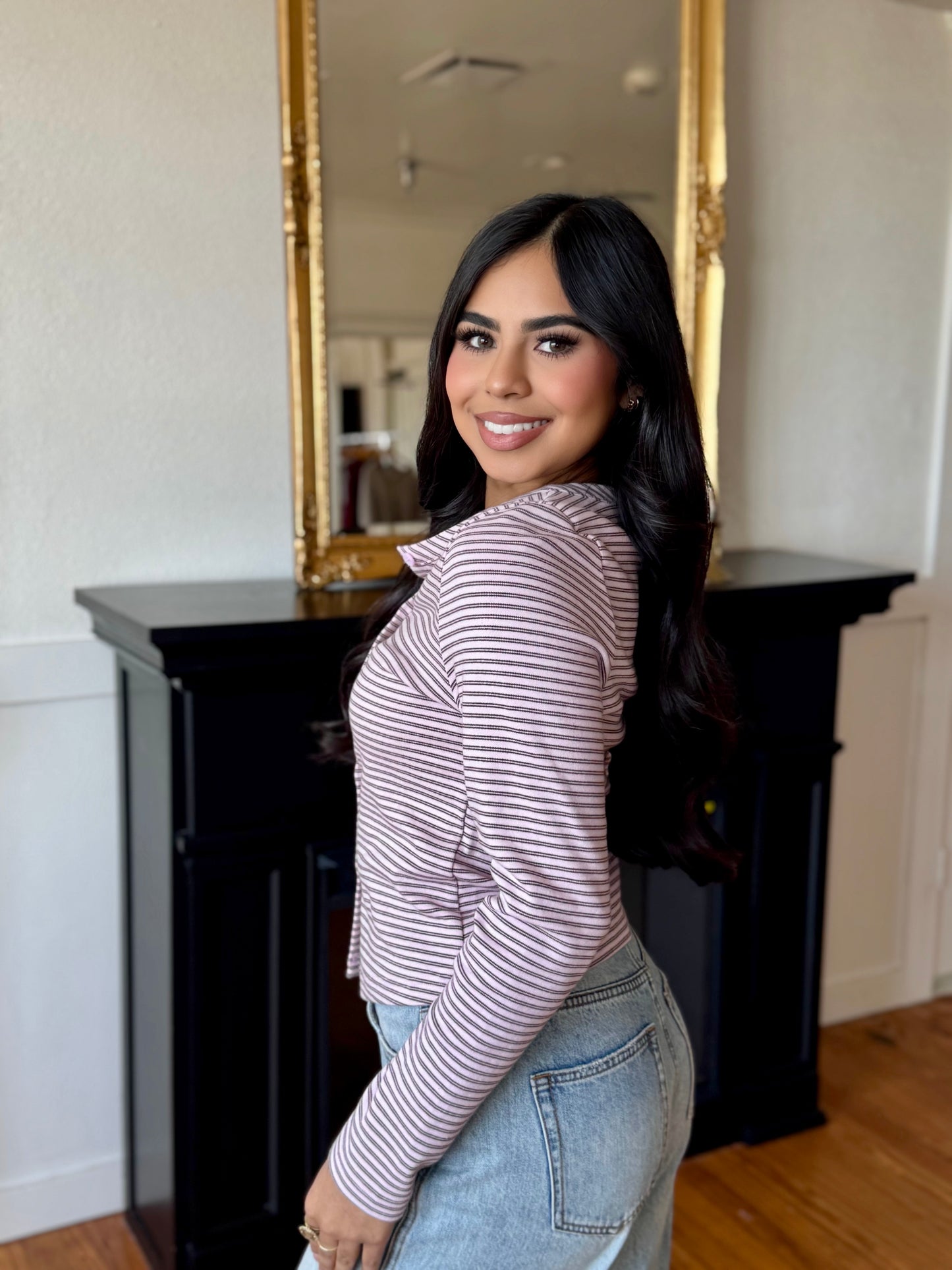 A feeling pink/brown stripped top