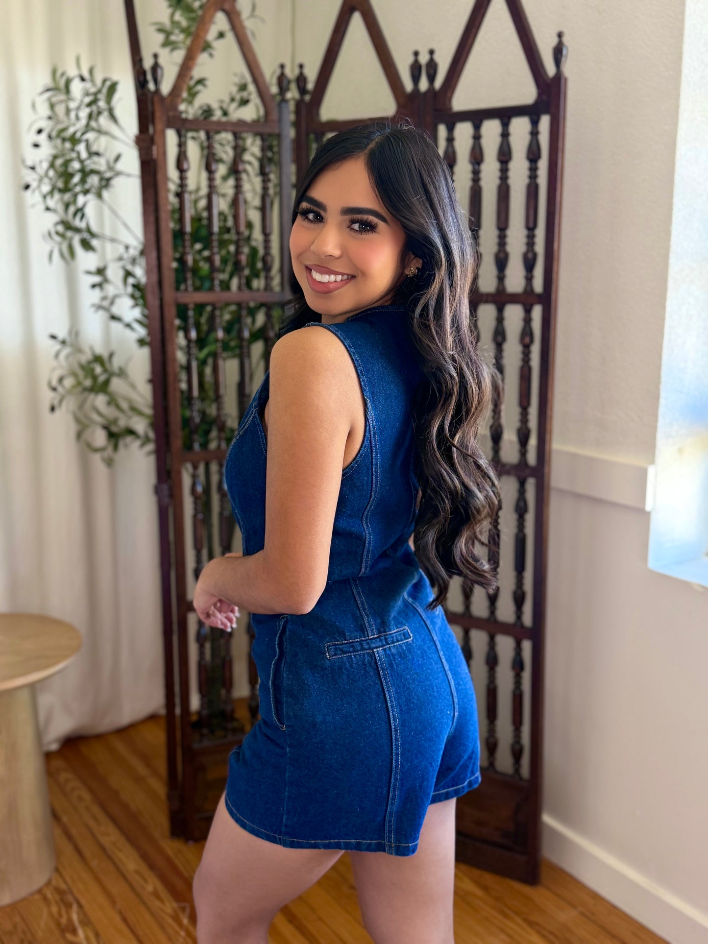 Miranda round neck denim romper