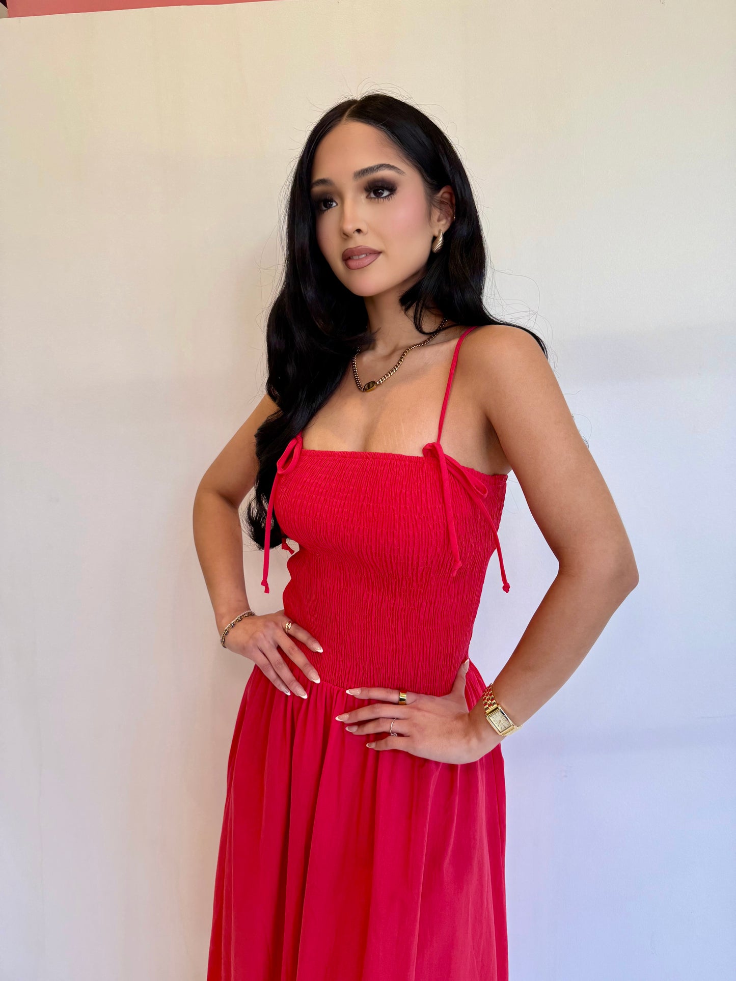 Sophie smocked midi dress
