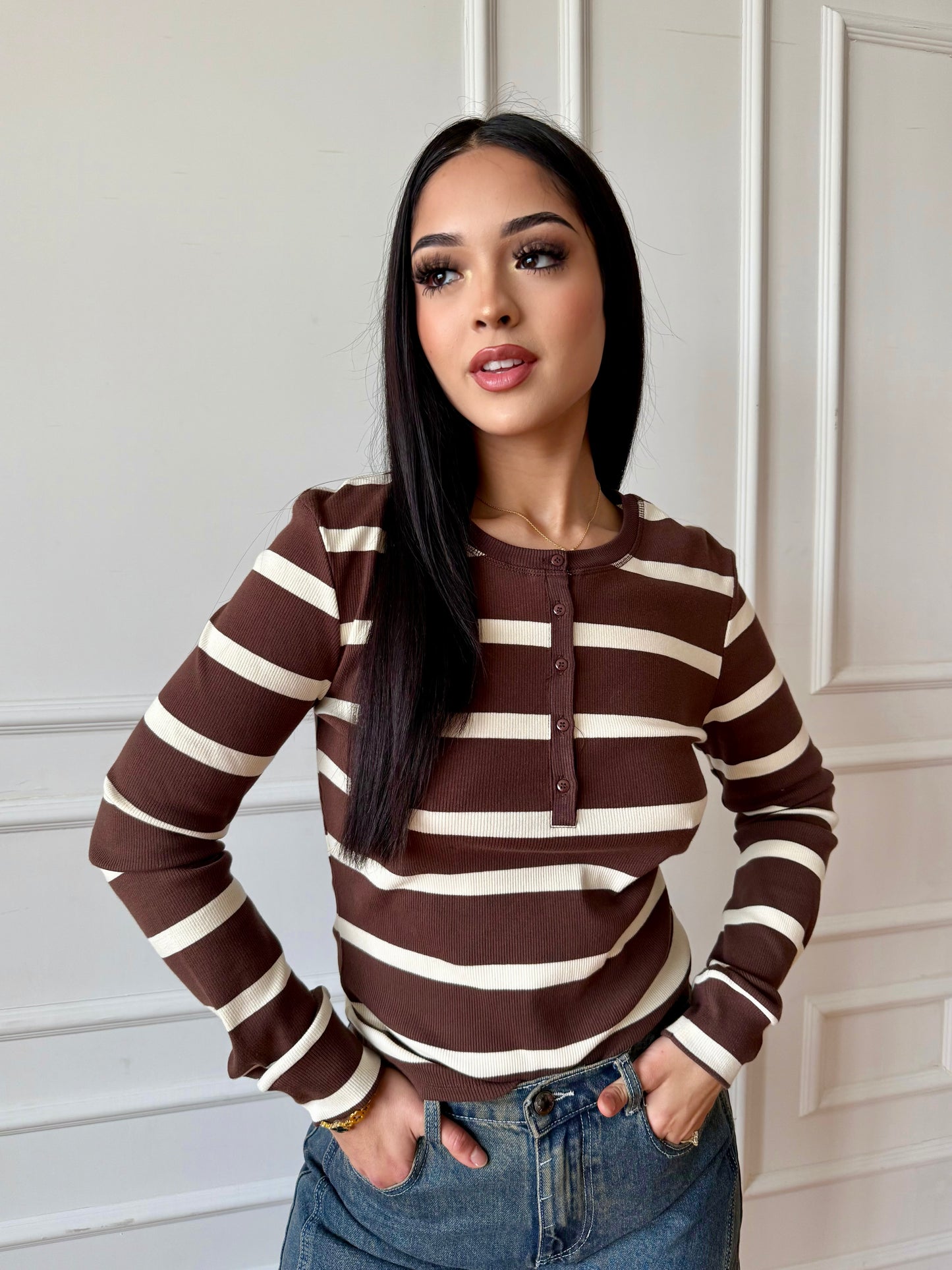 Chocolate Kai knit top