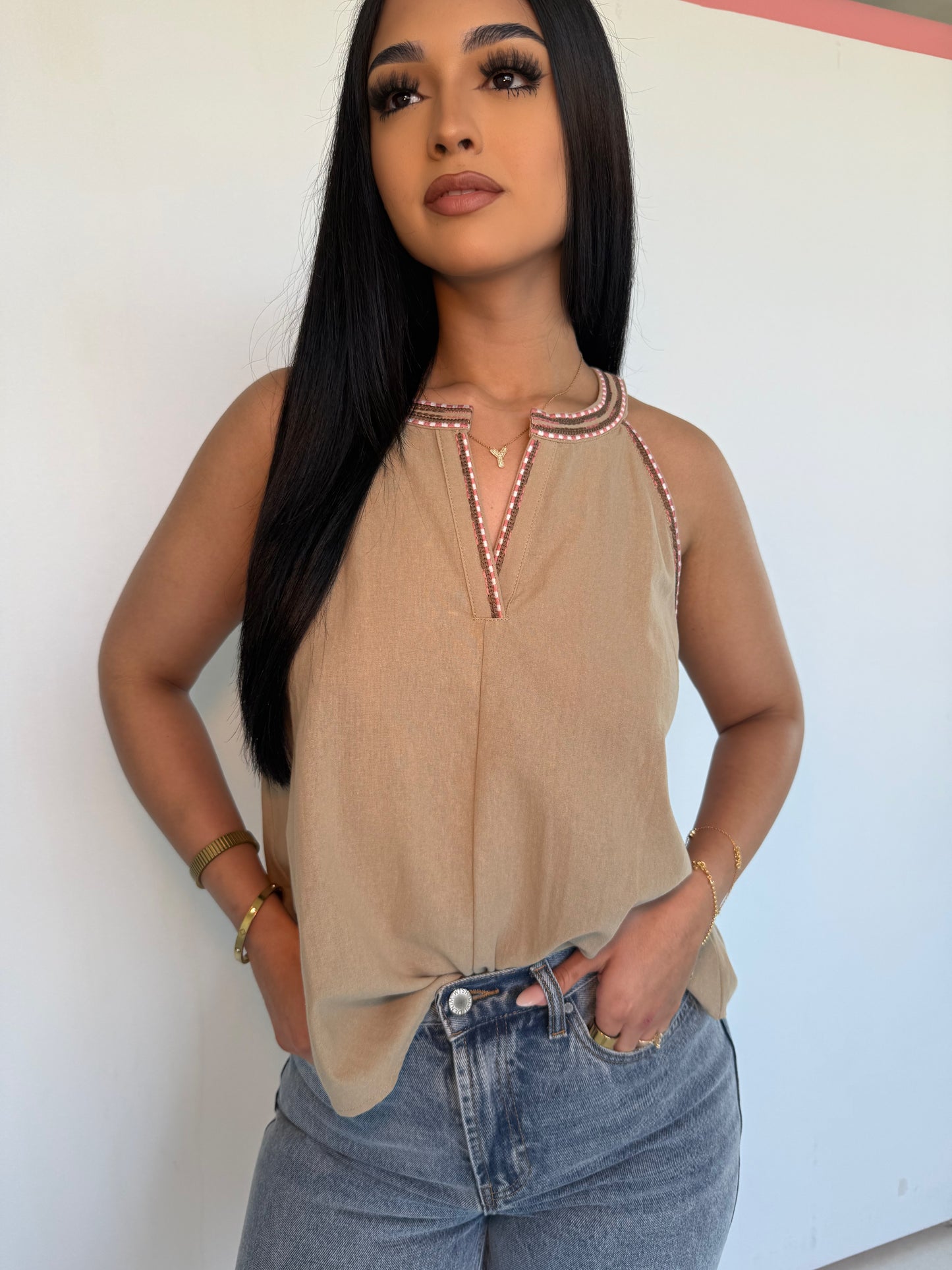 kimayah olive halter top