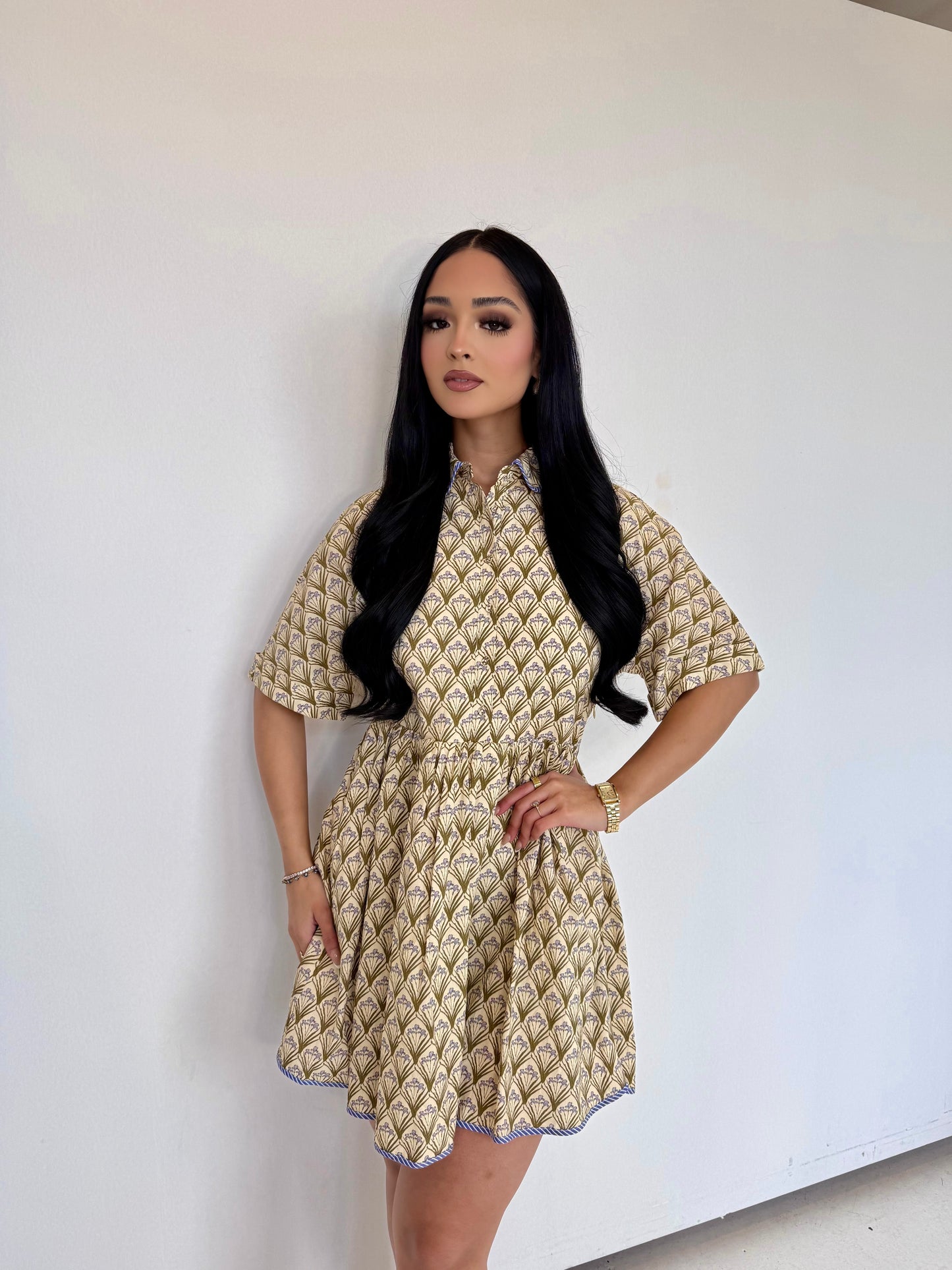 Olive shirt dress