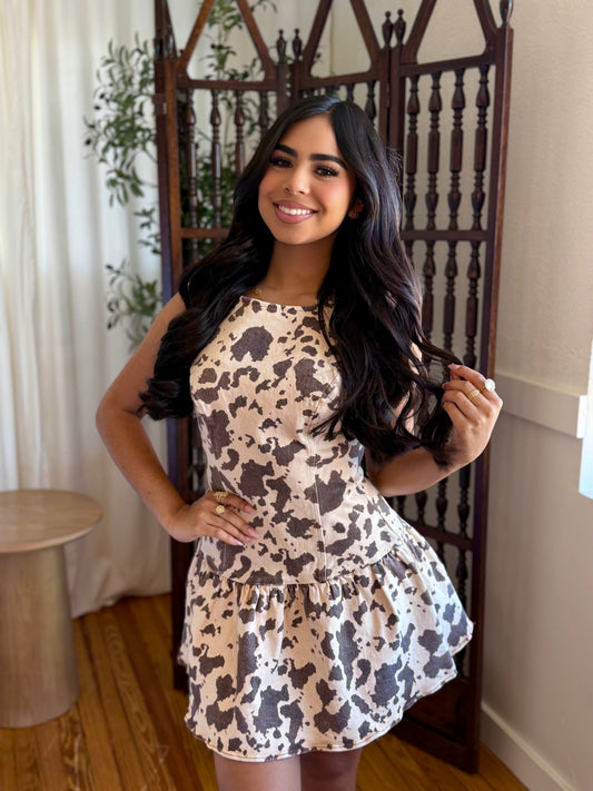 Animal print low waist dress