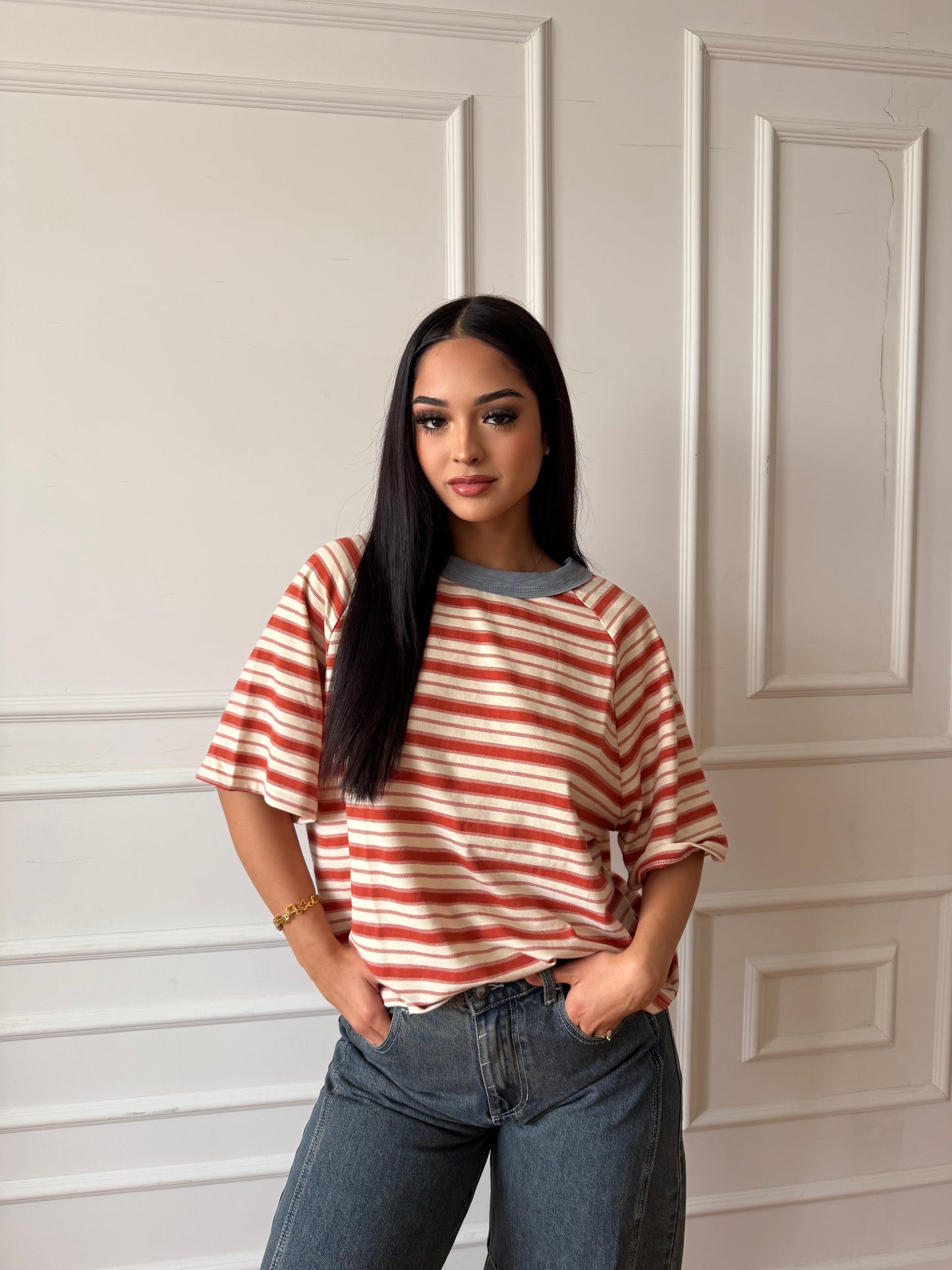 Anna brick stripe tee