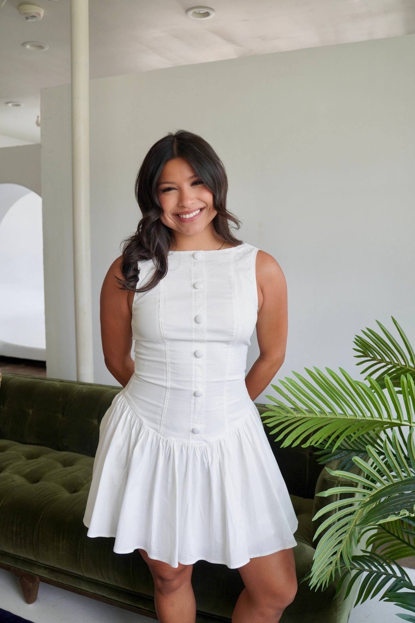 Poplin low waist mini dress