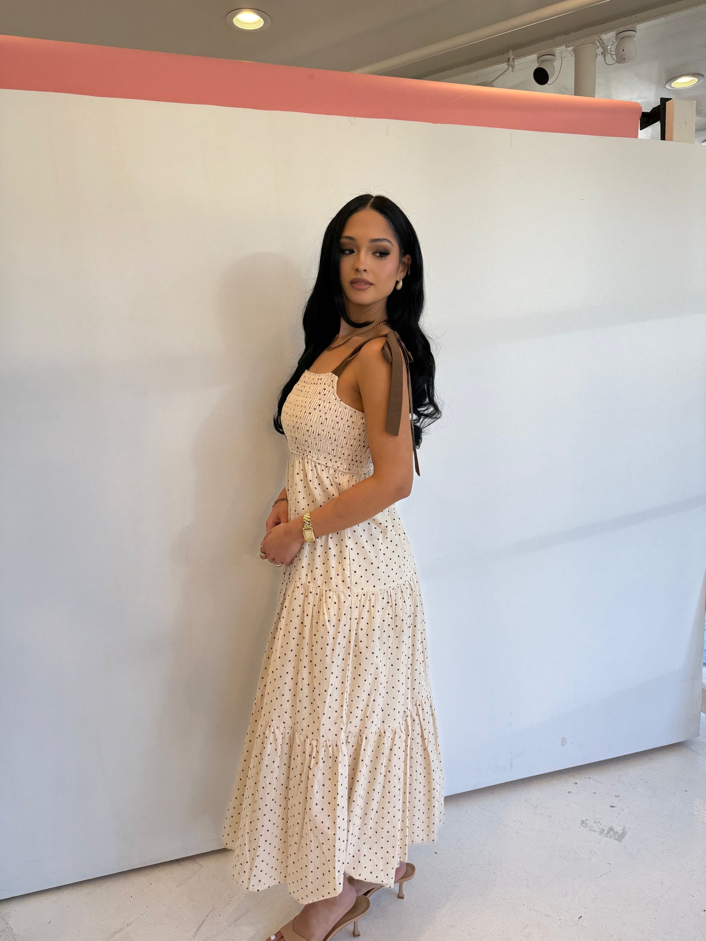 Sand choco midi dress