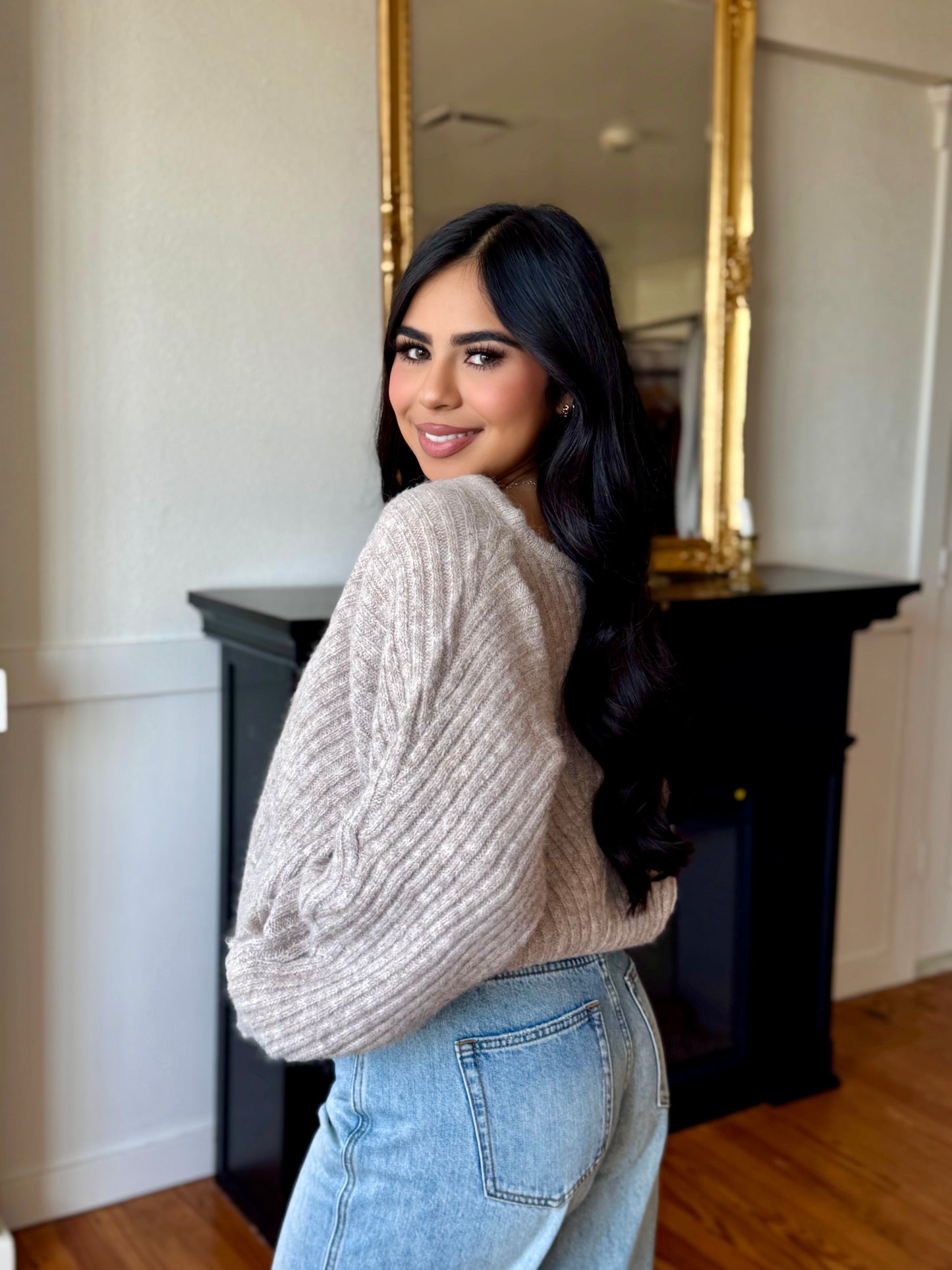 luzma light taupe sweater