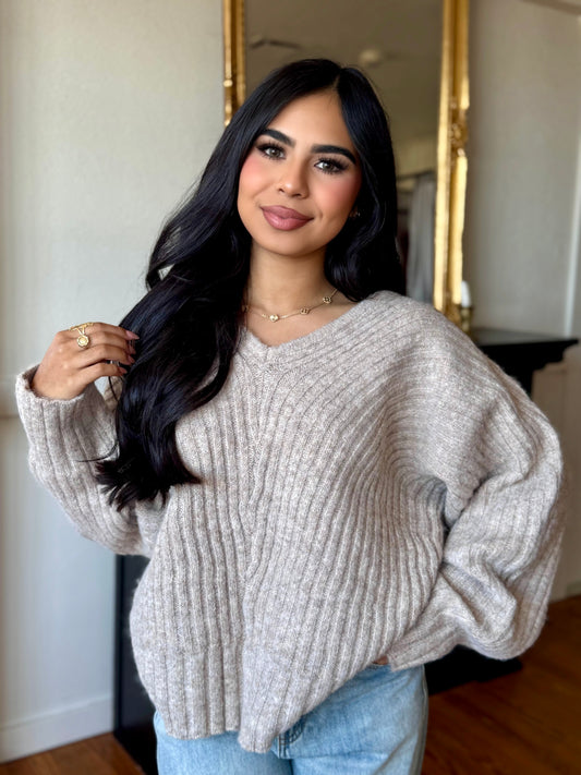 luzma light taupe sweater