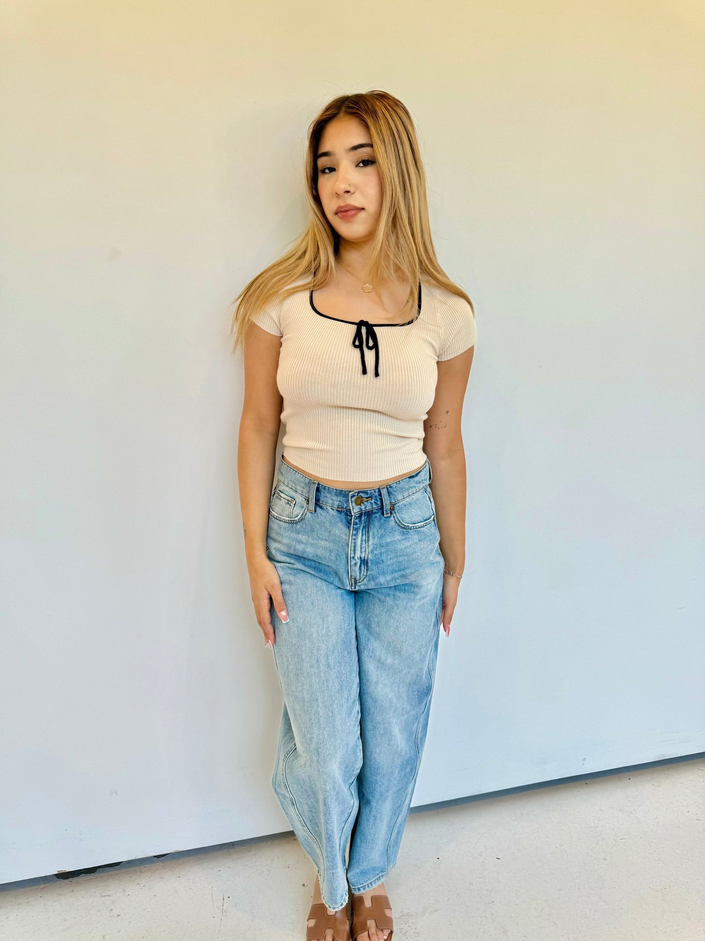 Barrel denim pants