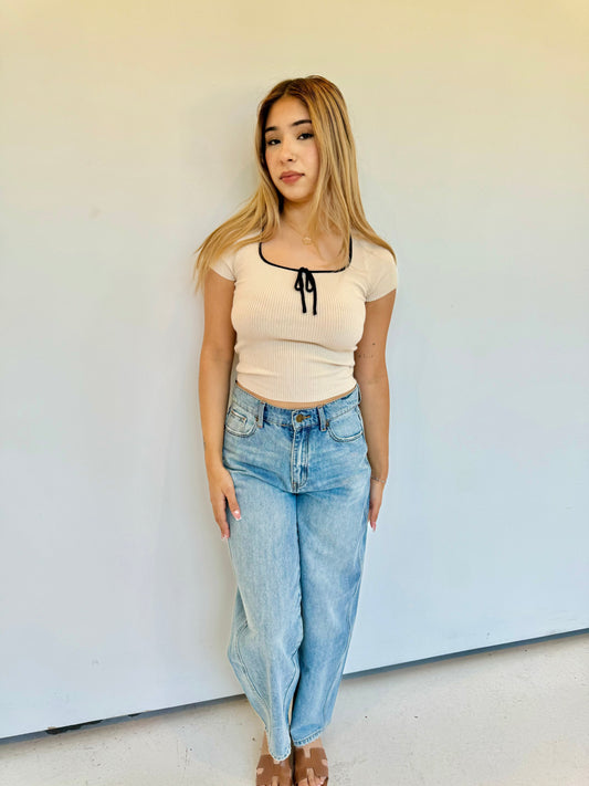 Barrel denim pants