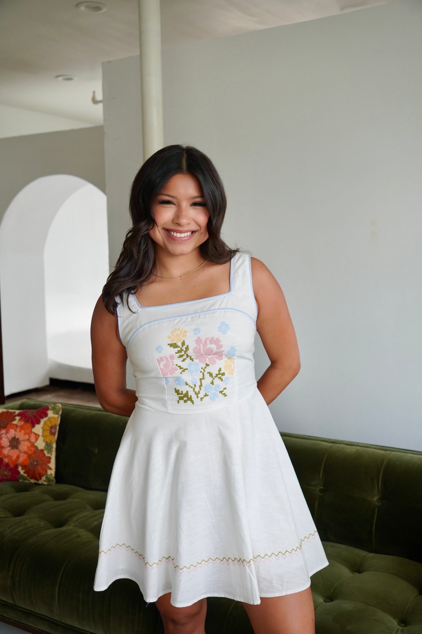 Esme cross stitch mini dress