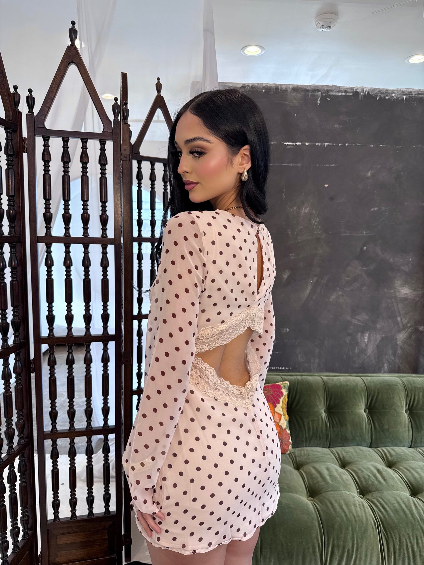 Cream pooka dot dress