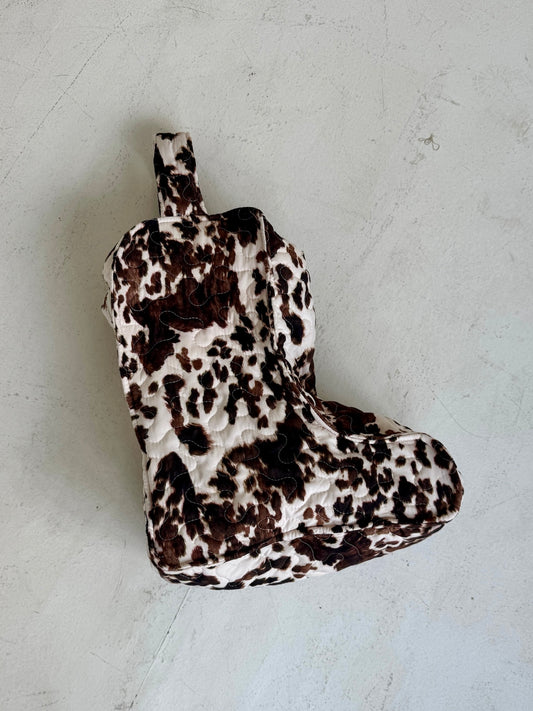 Bella hide brown quilted boot bag