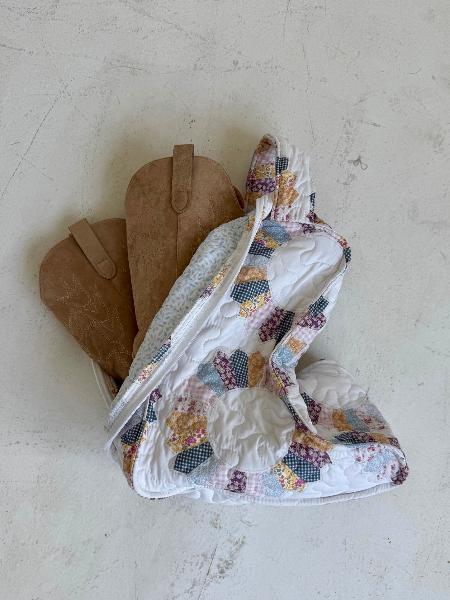 Frankie patchwork boot bag