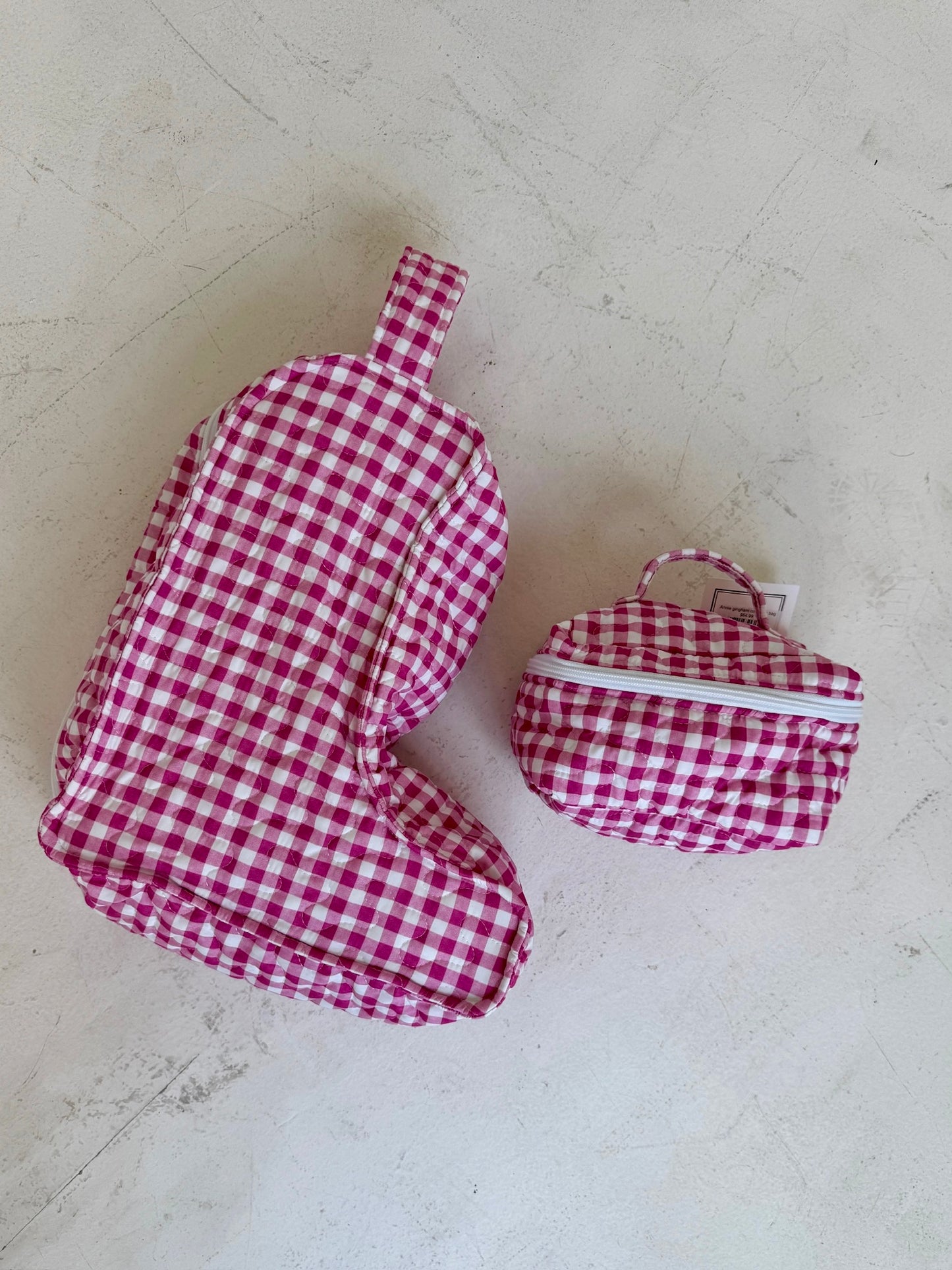 Annie gingham cosmetic bag