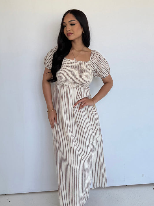 Mocha stripe dress