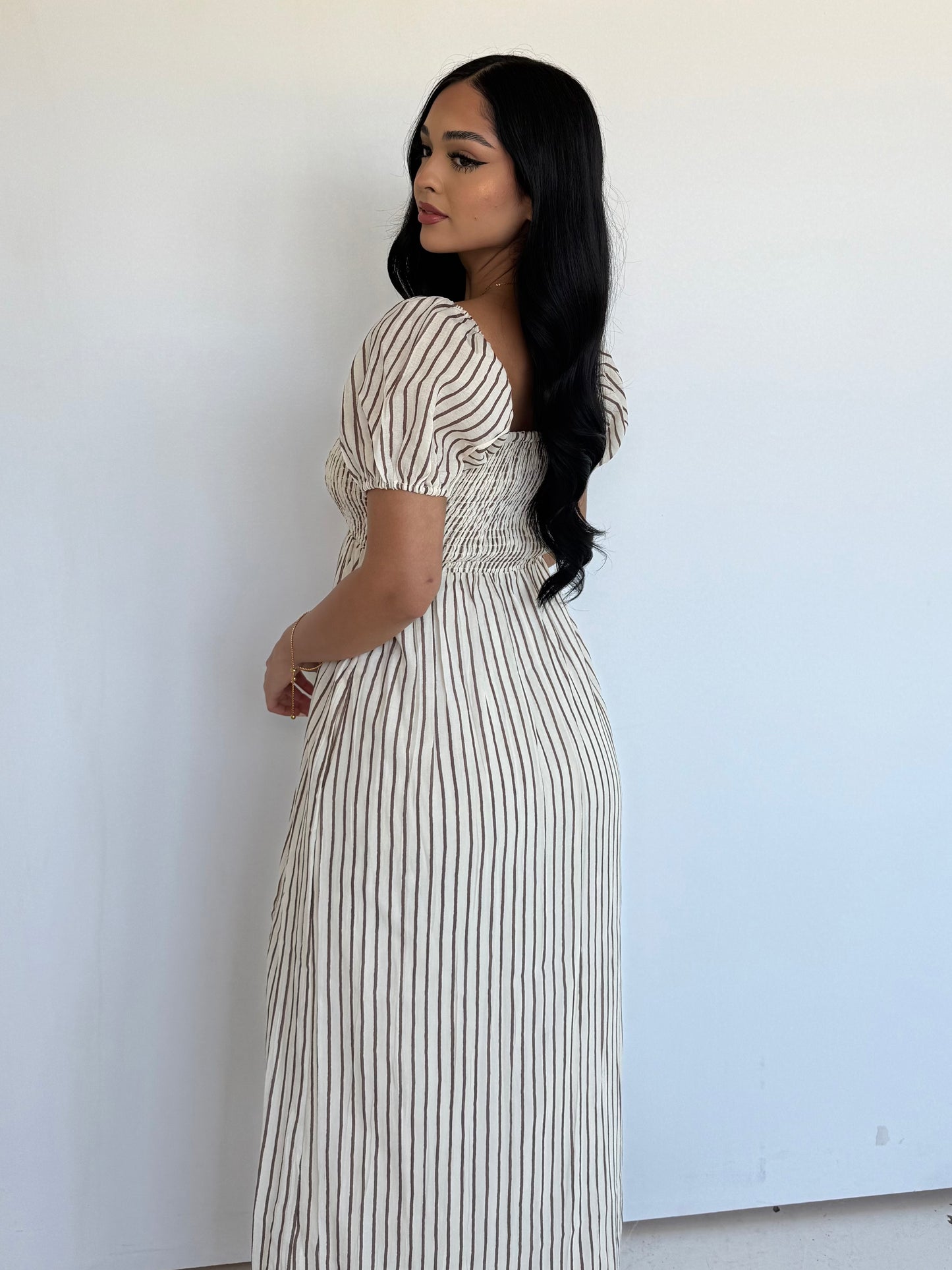 Mocha stripe dress