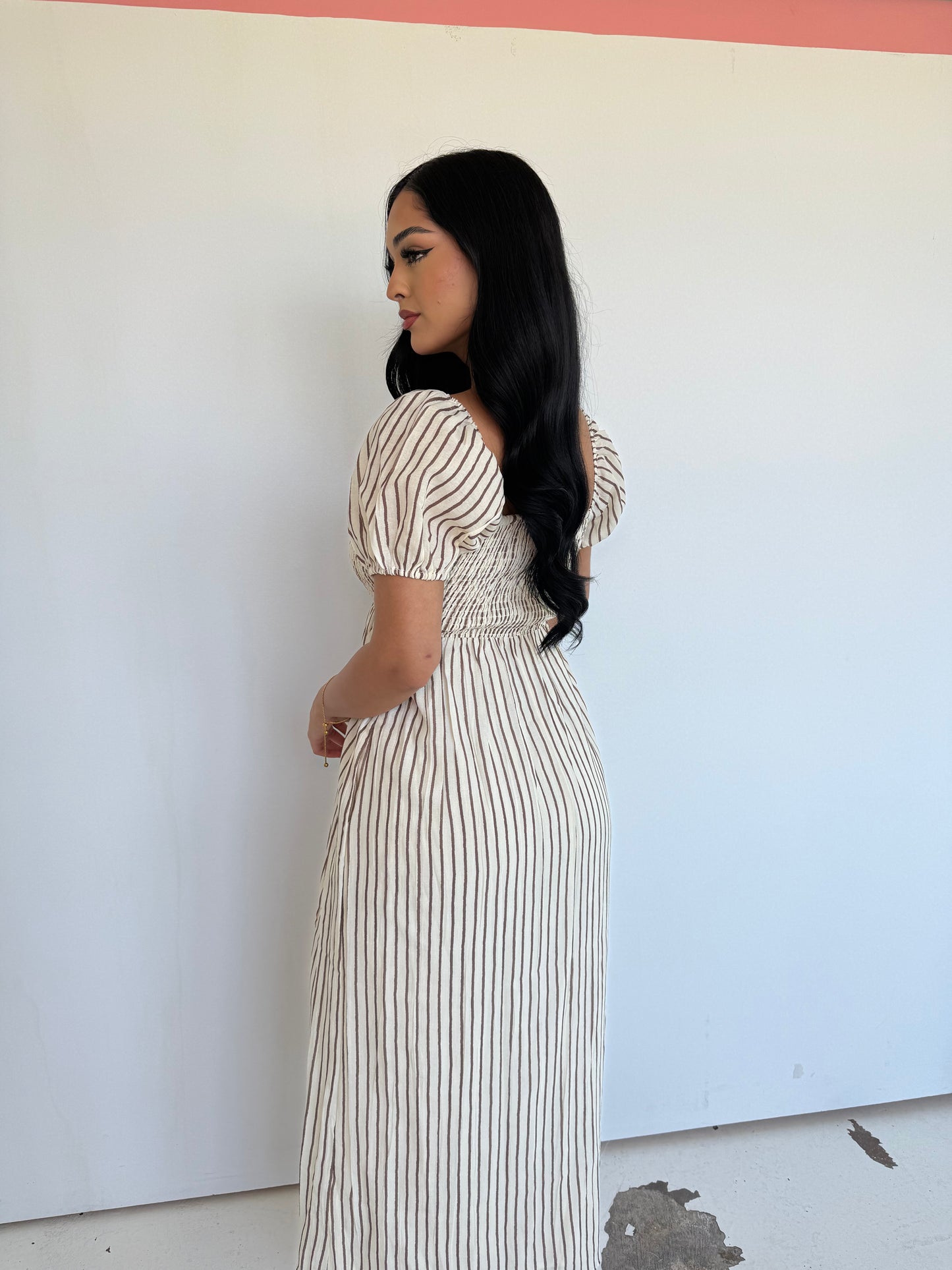 Mocha stripe dress