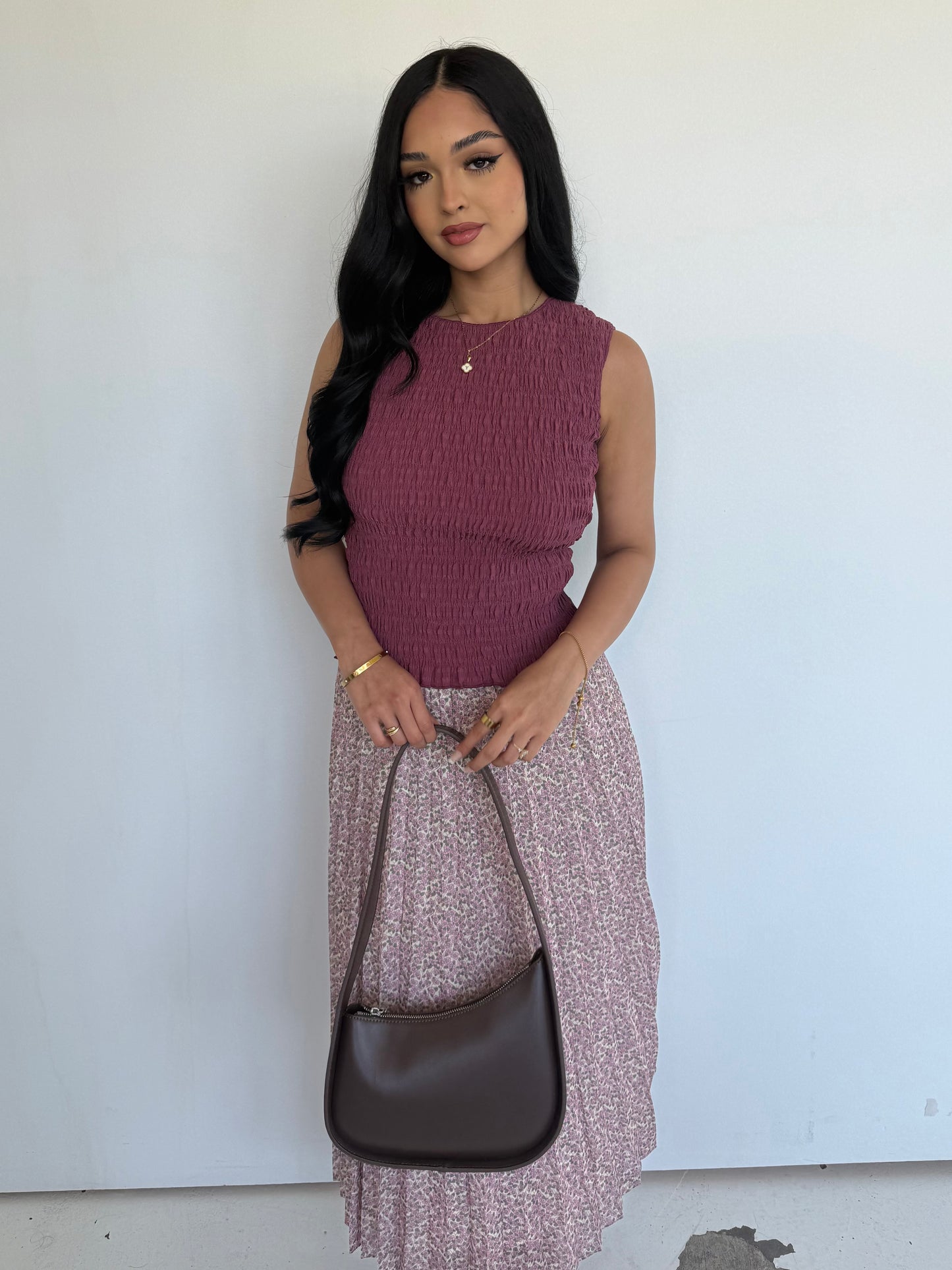 Ditsy floral midi skirt