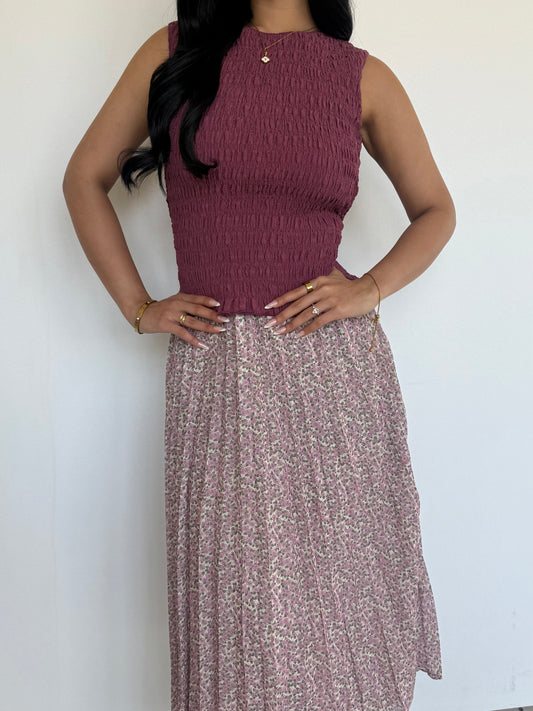 Ditsy floral midi skirt