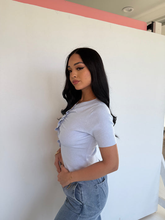 Sky pleated sweater top