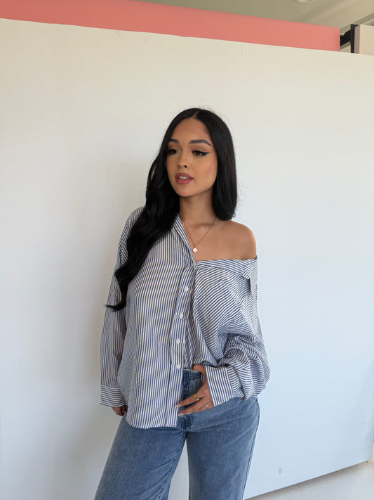 Blue stripped oversized tee