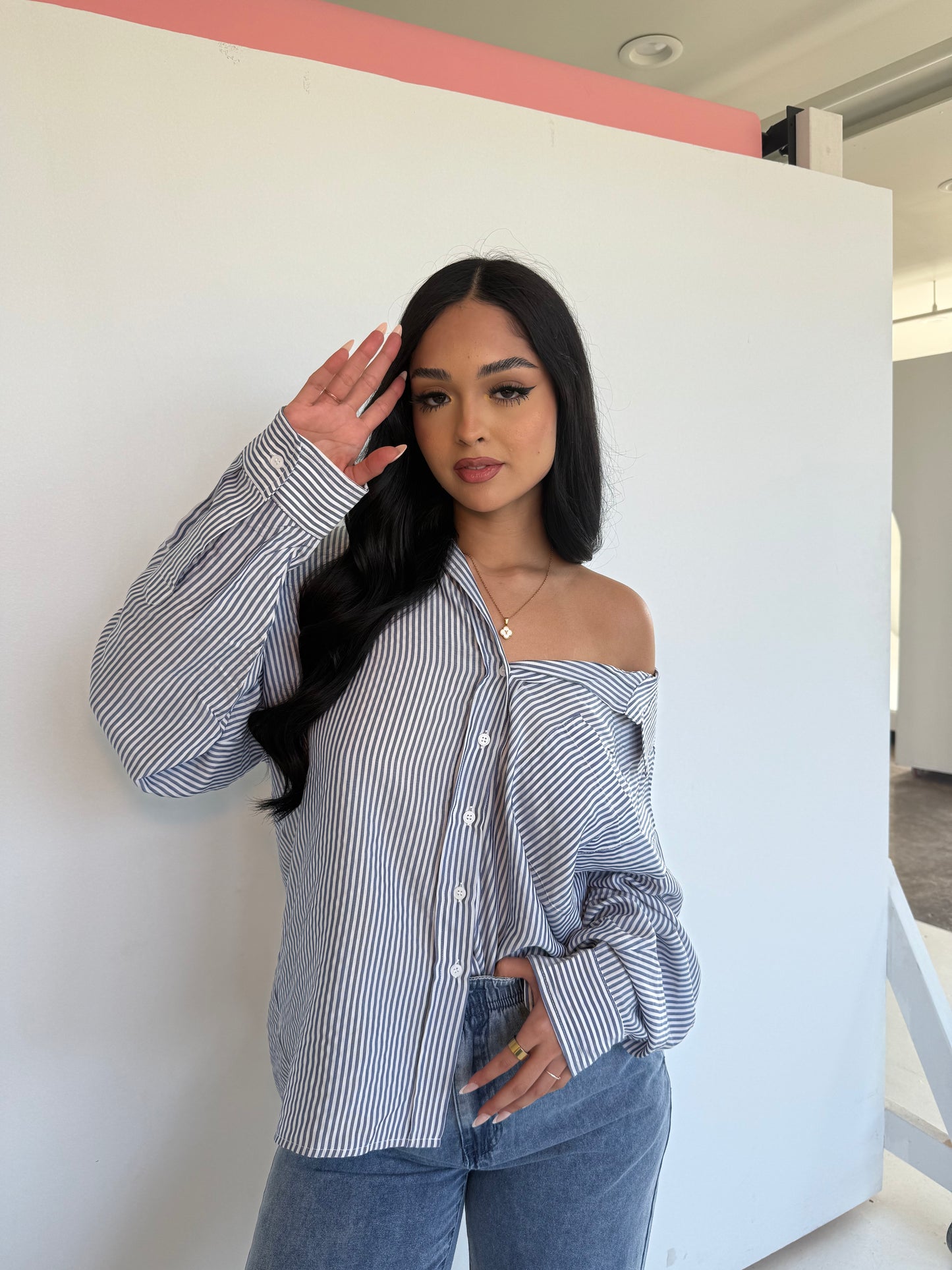 Blue stripped oversized tee