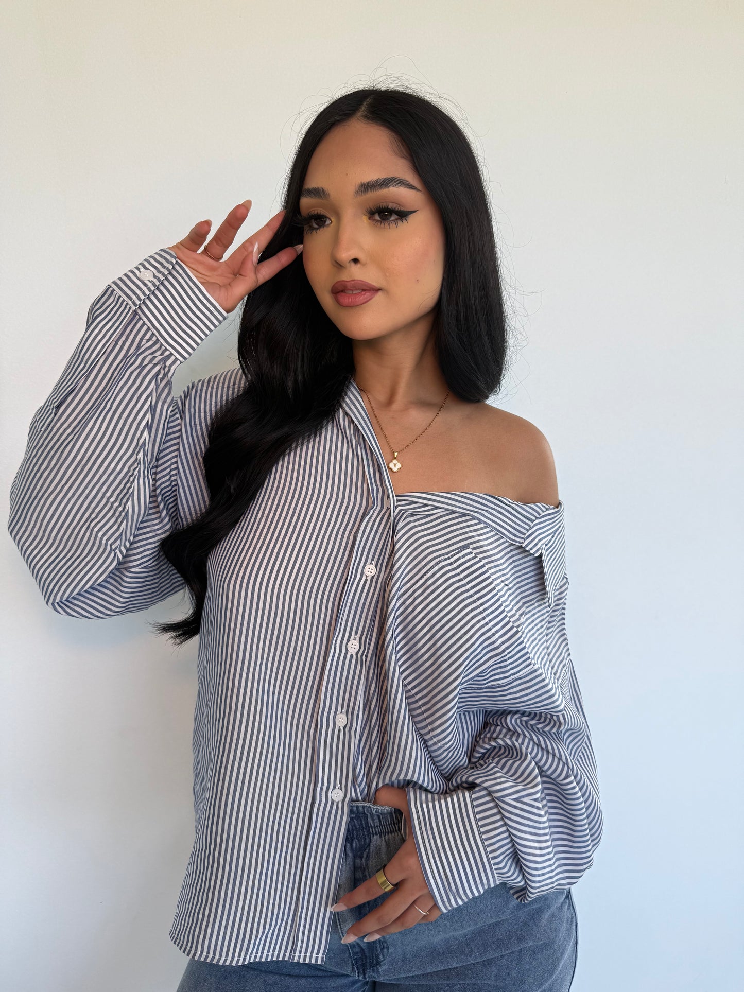 Blue stripped oversized tee