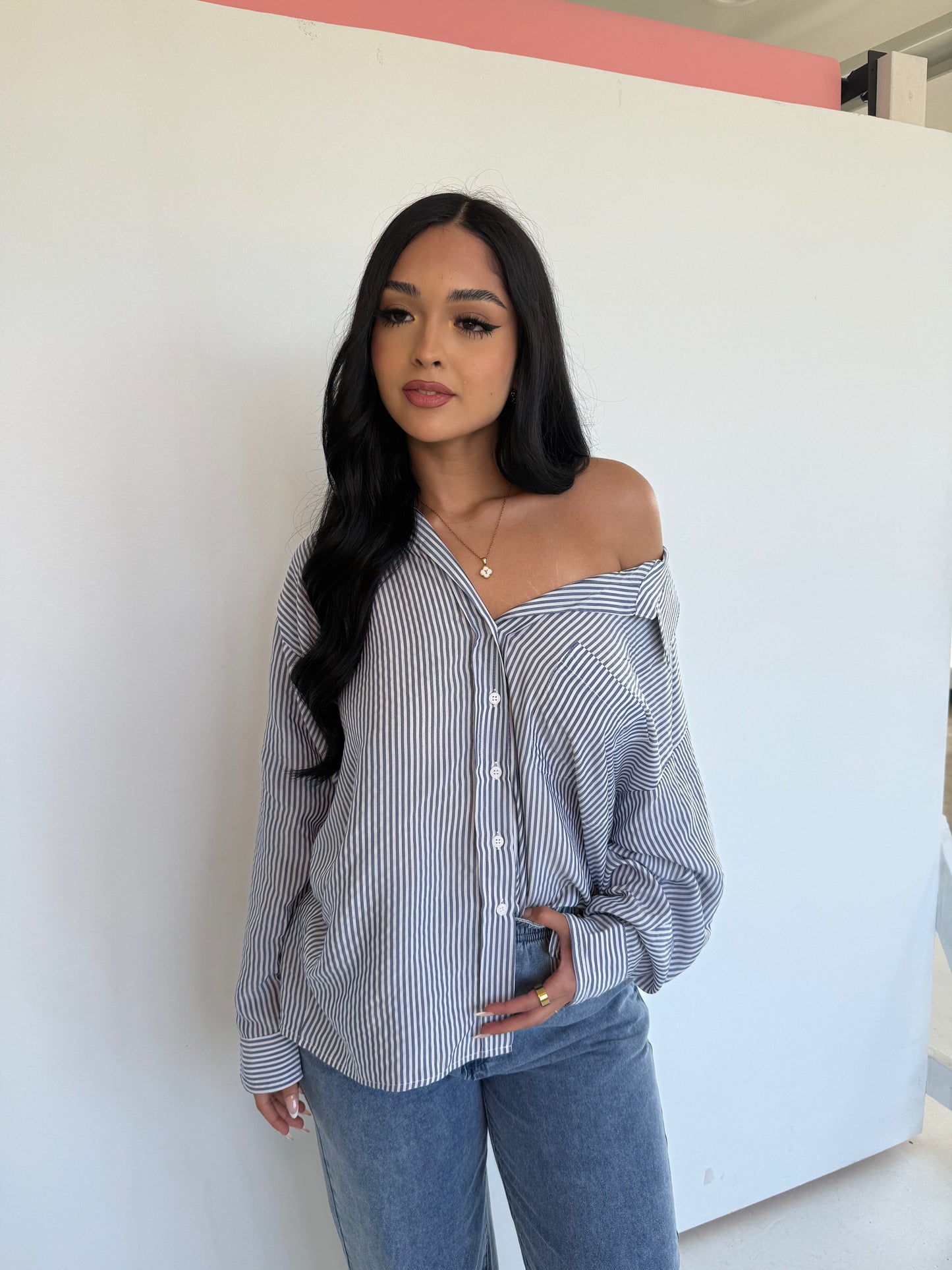 Blue stripped oversized tee