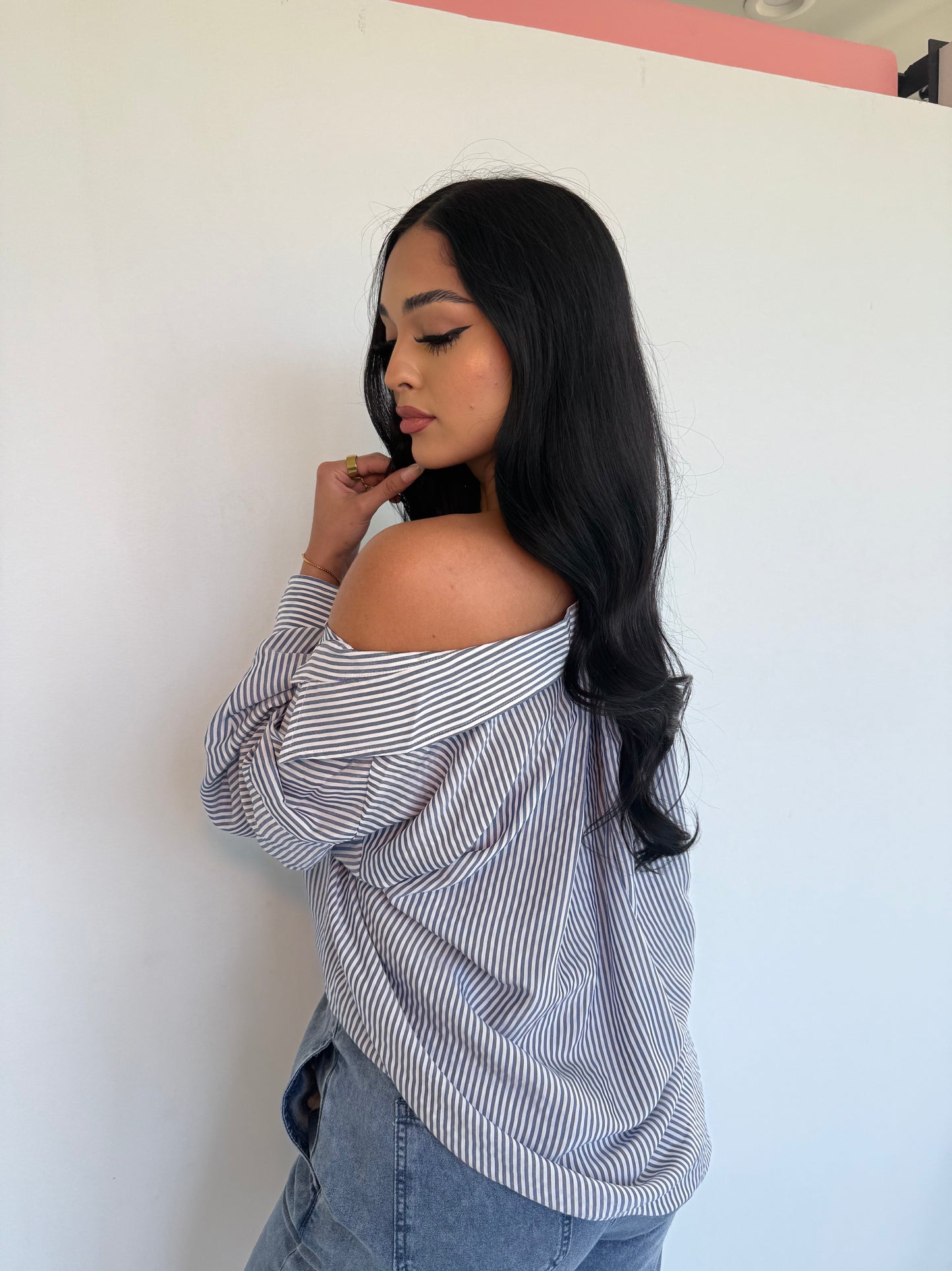 Blue stripped oversized tee