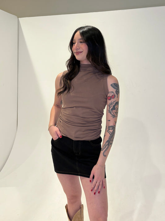 With you mock knit top - Brown