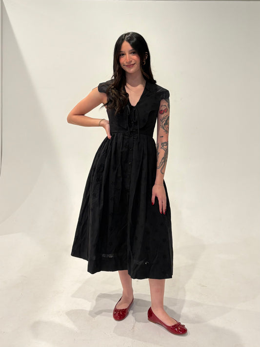 Scallop collar midi dress