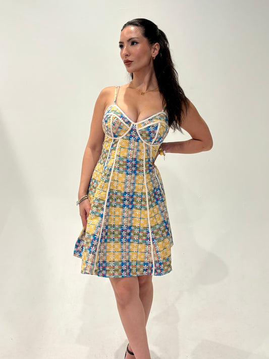 Multi embroidered mini dress