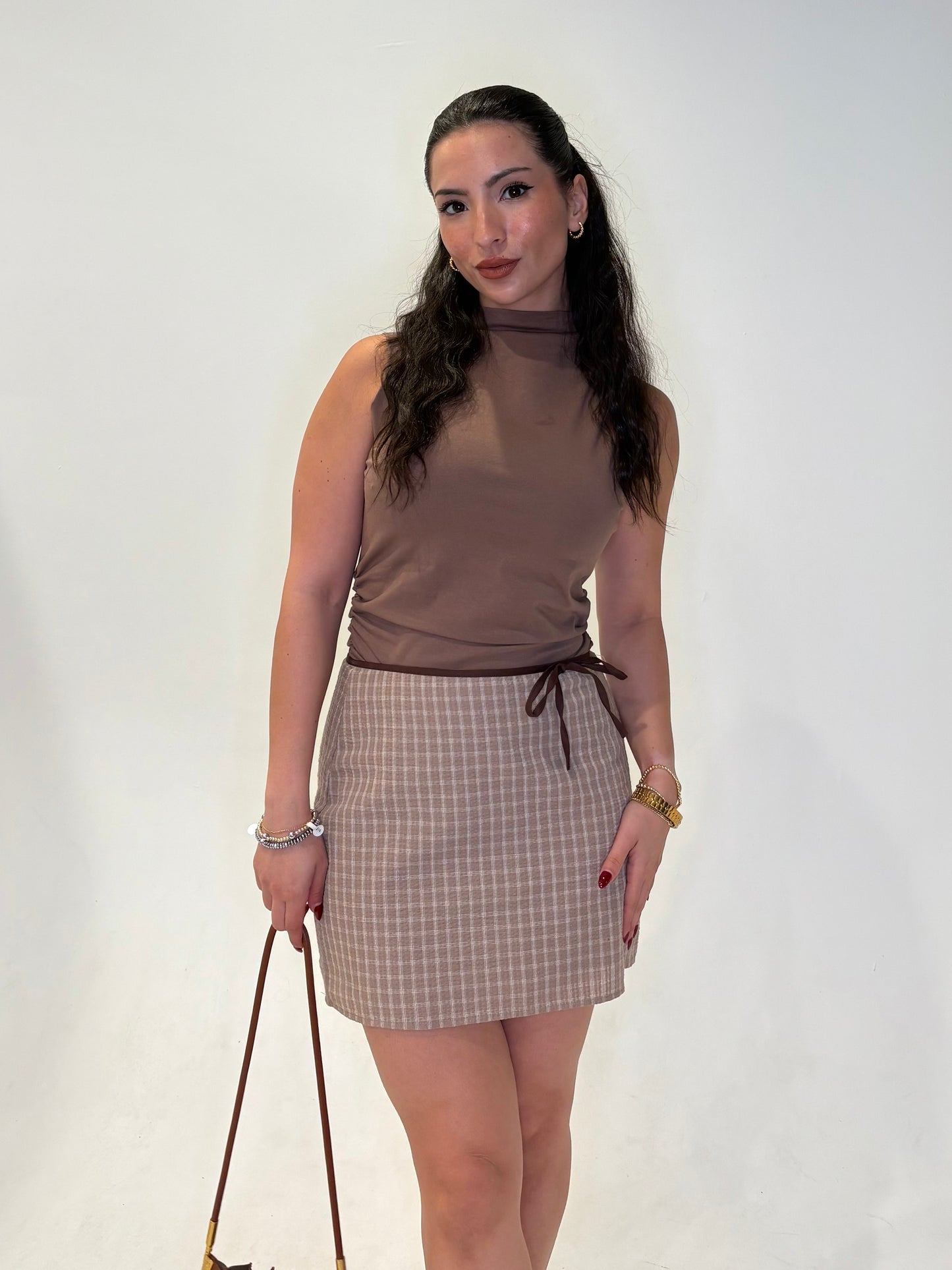Amber low plaid skirt