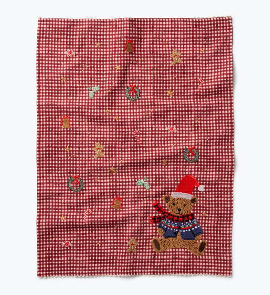 Beary Christmas Embroidered Tea Towel