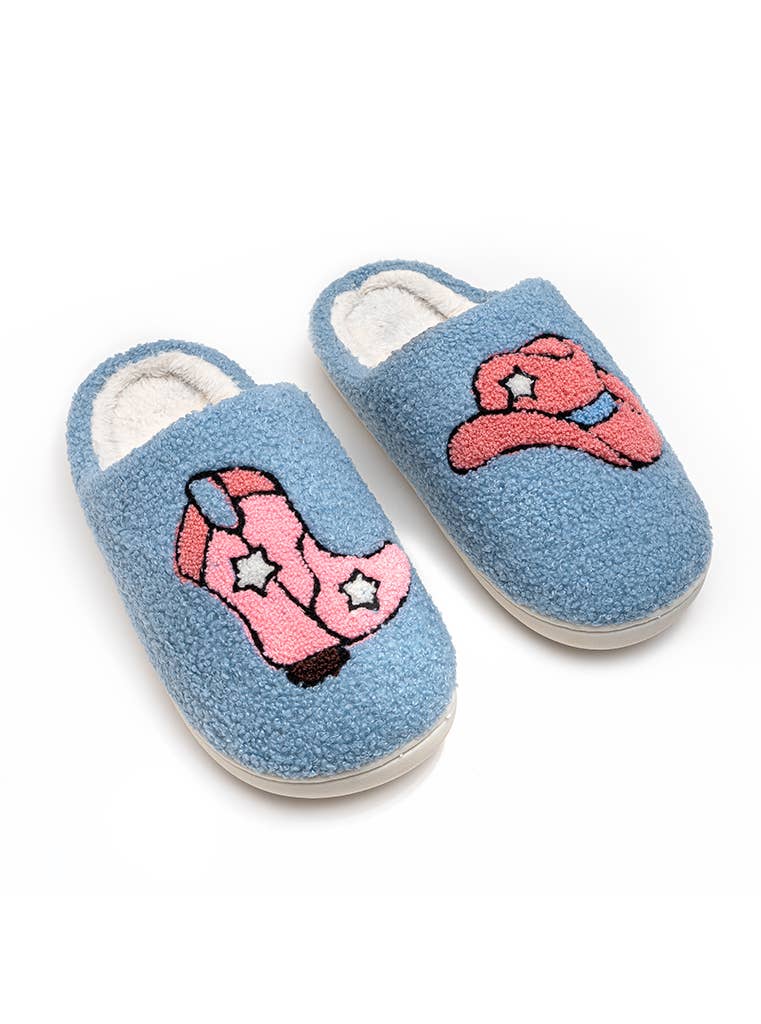 Western Cowgirl Blue slippers