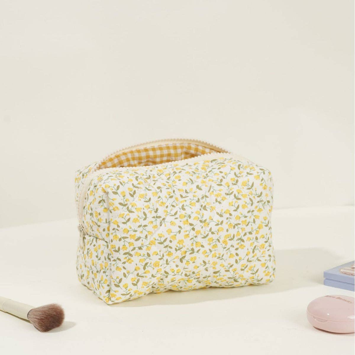 Floral Quilted makeup bag