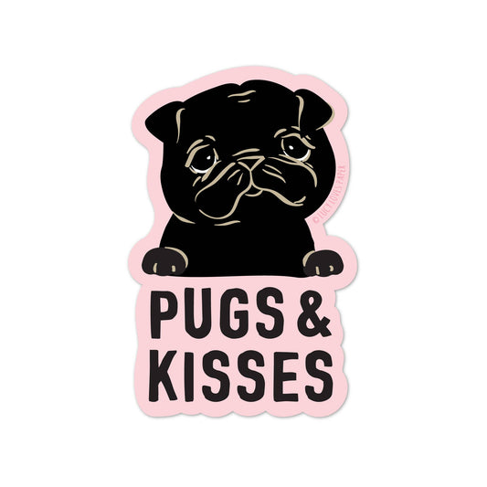 Pugs & Kisses - Funny Dog Vinyl Sticker