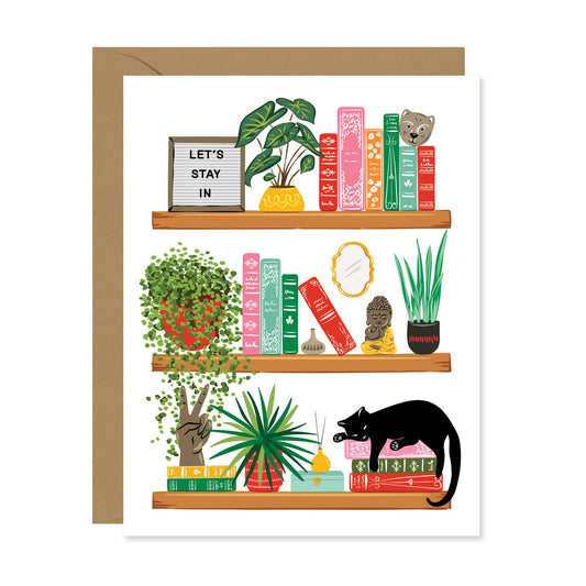 Cat's Bookshelf | Everyday Card for Plants & Book Lovers