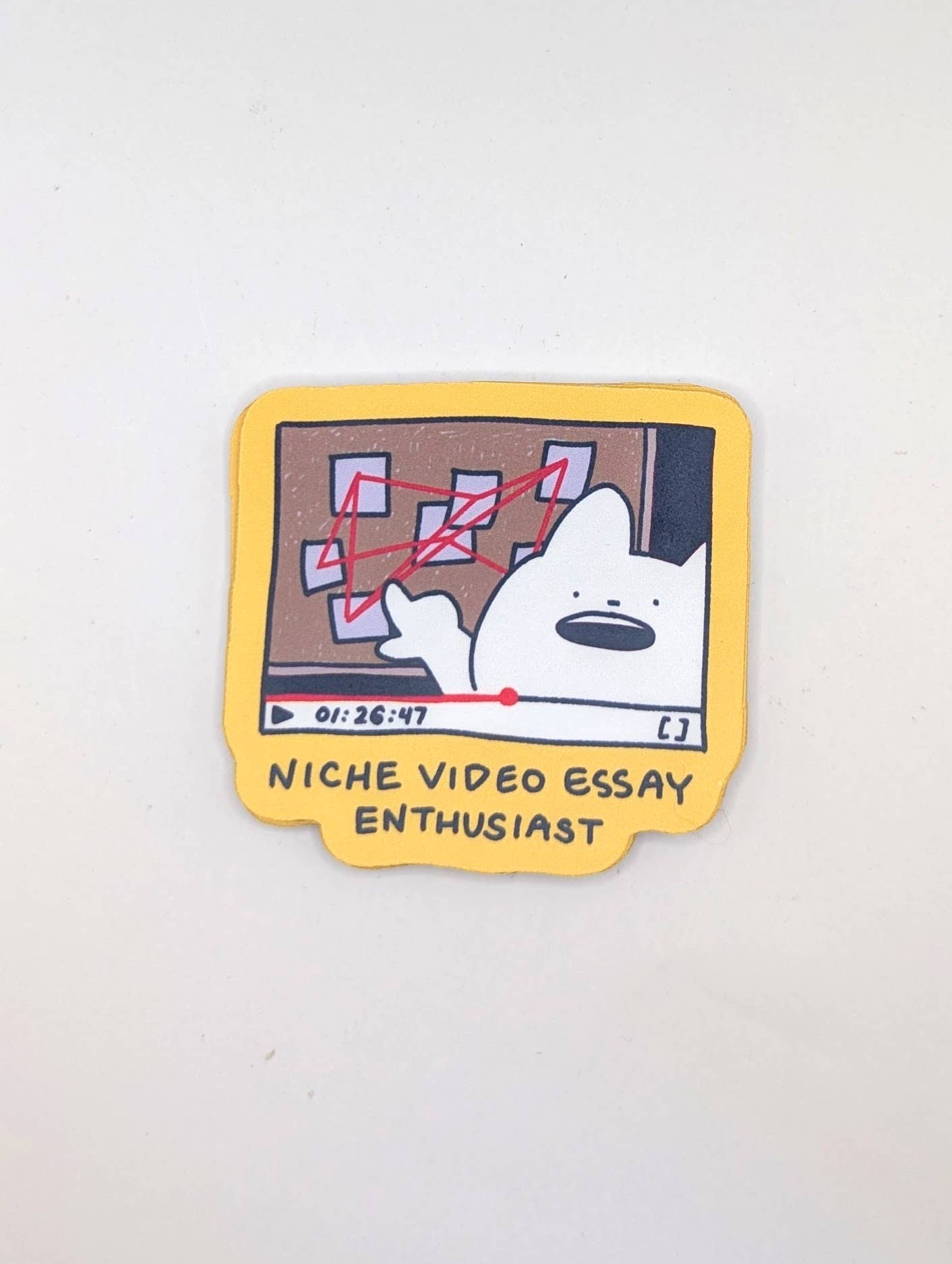 Niche Video Essay Enthusiast Cat Sticker – Funny Conspiracy