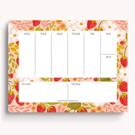 Strawberry Patch Weekly Planner Notepad, 8.5x11 in.